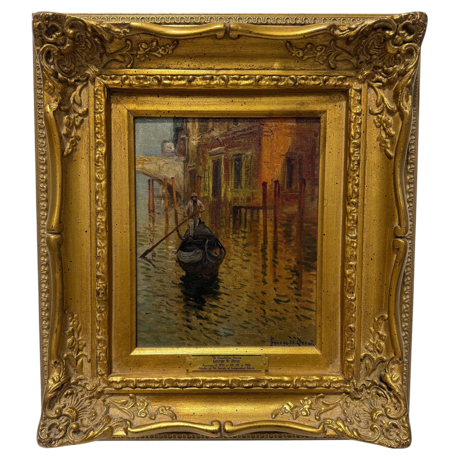 George W. Drew Venice Gondolier Oil Painting (1 of 9)