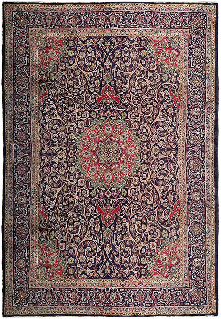 Handcrafted Persian Navy Blue Tabriz Rug 9'7 x 12'7 Artisan Design (1 of 6)