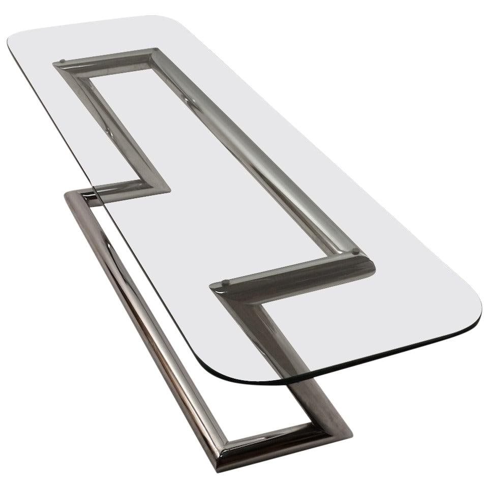 Mid-Century Cocktail Table John Mascheroni Tubular Chrome Glass Top (1 of 7)