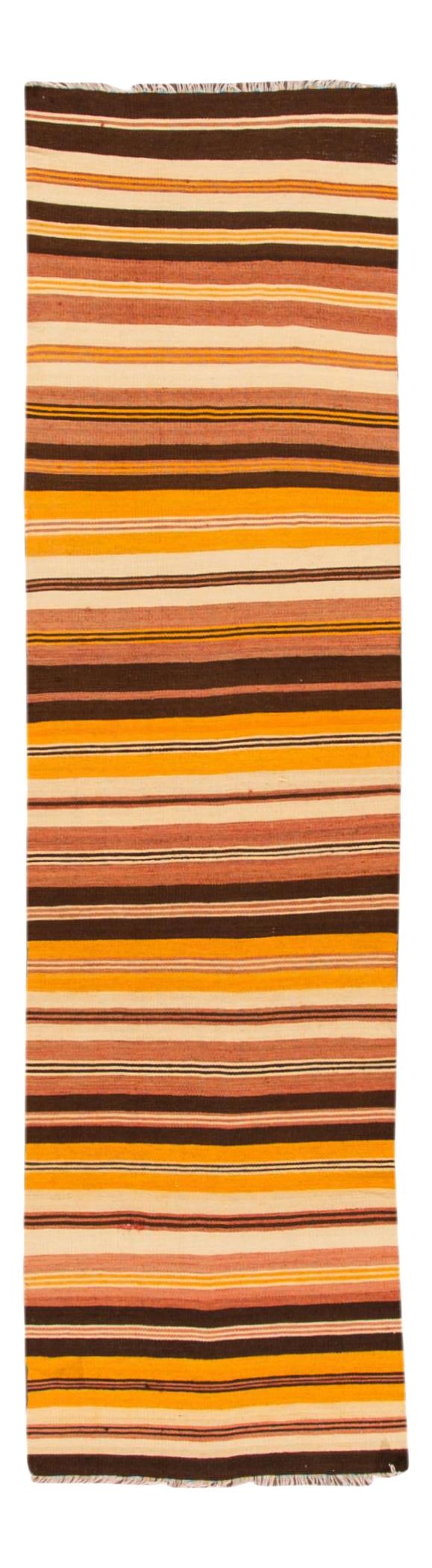 Vintage Hand-Woven Wool Kilim Rug 2'2" x 8' Striped Design: Vintage Hand-Woven Wool Kilim Rug 2'2" x 8' Striped Design Elevate your home decor with this Vintage hand-woven Kilim rug, measuring 2'2" x 8'. Featuring a striking striped design, this rug showcases 