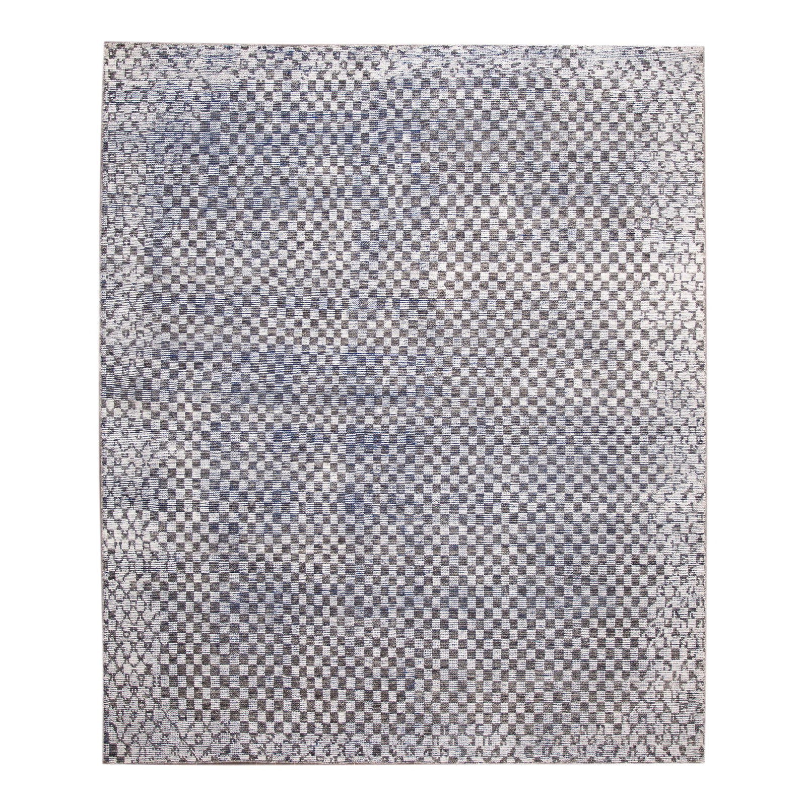 Hand-Knotted Contemporary Soumak Wool Rug Gray 8'2 x 9'8 Seamless Design: Hand-Knotted Contemporary Soumak Wool Rug Gray 8'2 x 9'8 Seamless Design Enhance your living space with this stunning Contemporary Soumak Style Wool Rug. Hand-knotted in India, this beautiful rug feat