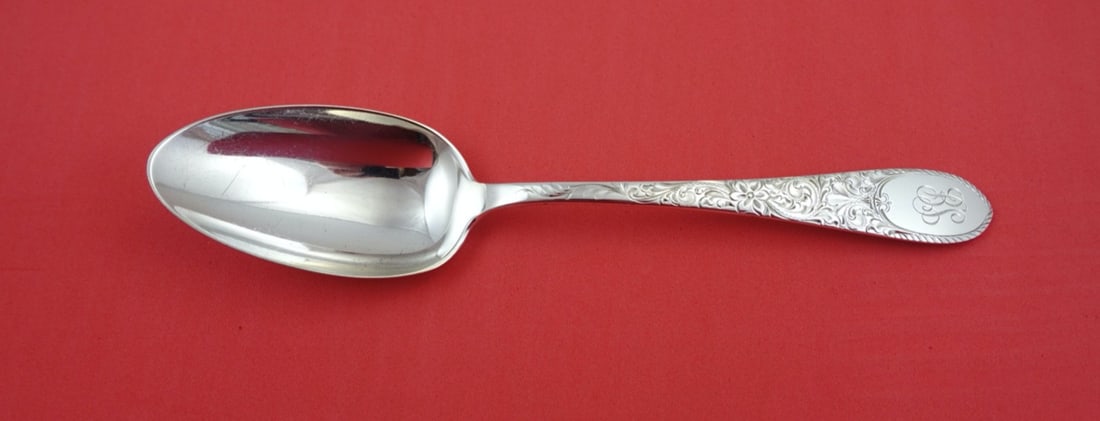 Gorham Elmwood Sterling Silver Serving Spoon 8 3/8 Inch Monogrammed (1 of 2)