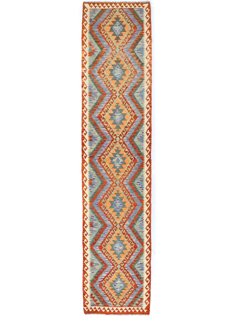 Handwoven Wool Geometric Runner Rug Multicolor Modern Tribal 2'9 x 12'10 (1 of 13)