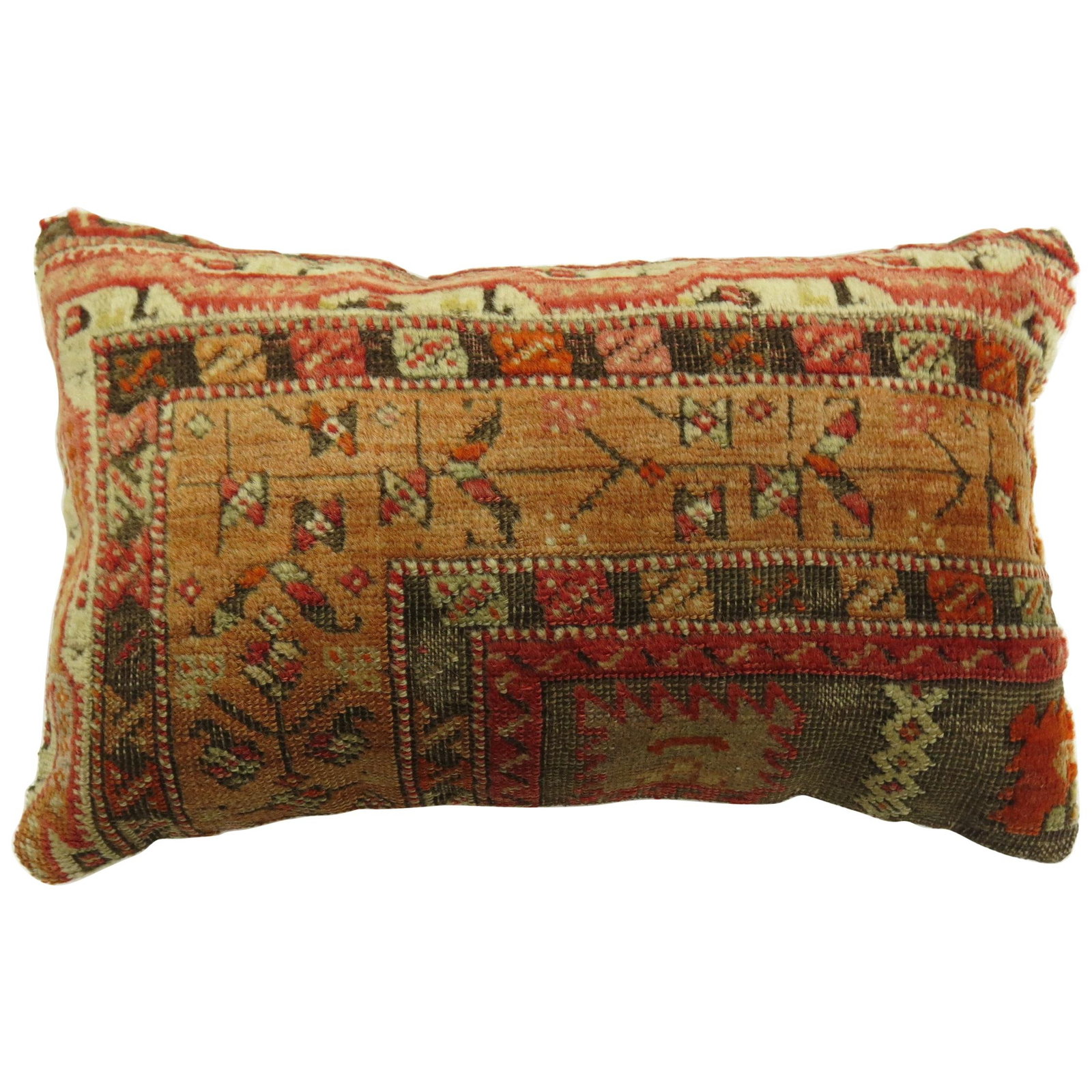 Turkish Oushak Angora Bolster Pillow 12 x 19 Cotton Wool Foam: Turkish Oushak Angora Bolster Pillow 12 x 19 Cotton Wool Foam This bolster pillow is crafted from an Angora Oushak textile, featuring traditional Turkish design elements. Made using cotton, wool, and 