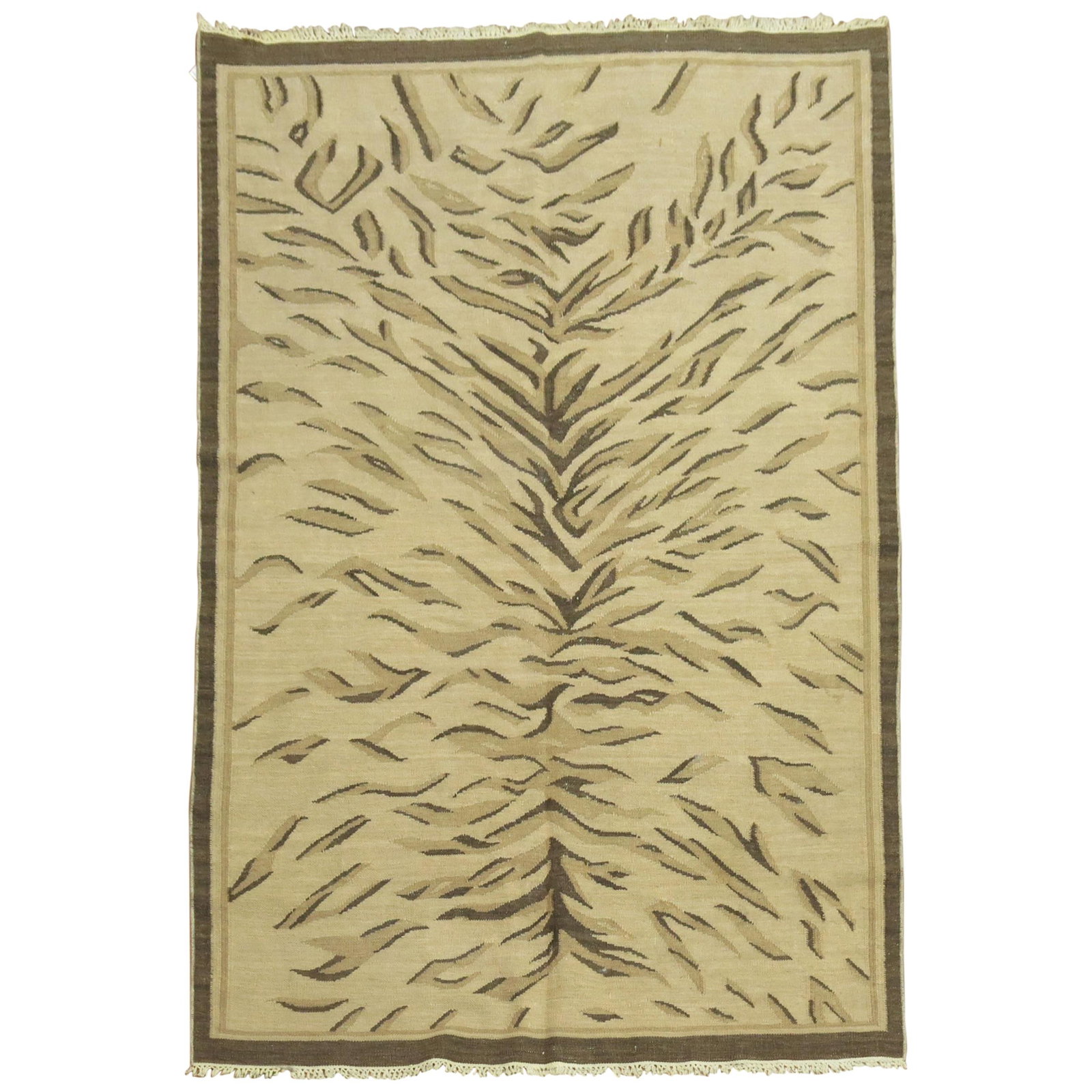 Zabihi Collection Mid-Century Modern Turkish Deco Kilim Rug 54 x 75: Zabihi Collection Mid-Century Modern Turkish Deco Kilim Rug 54 x 75 Discover the beauty of this Zabihi Collection Turkish Deco Kilim, a stunning piece that embodies Mid-Century Modern design. This han