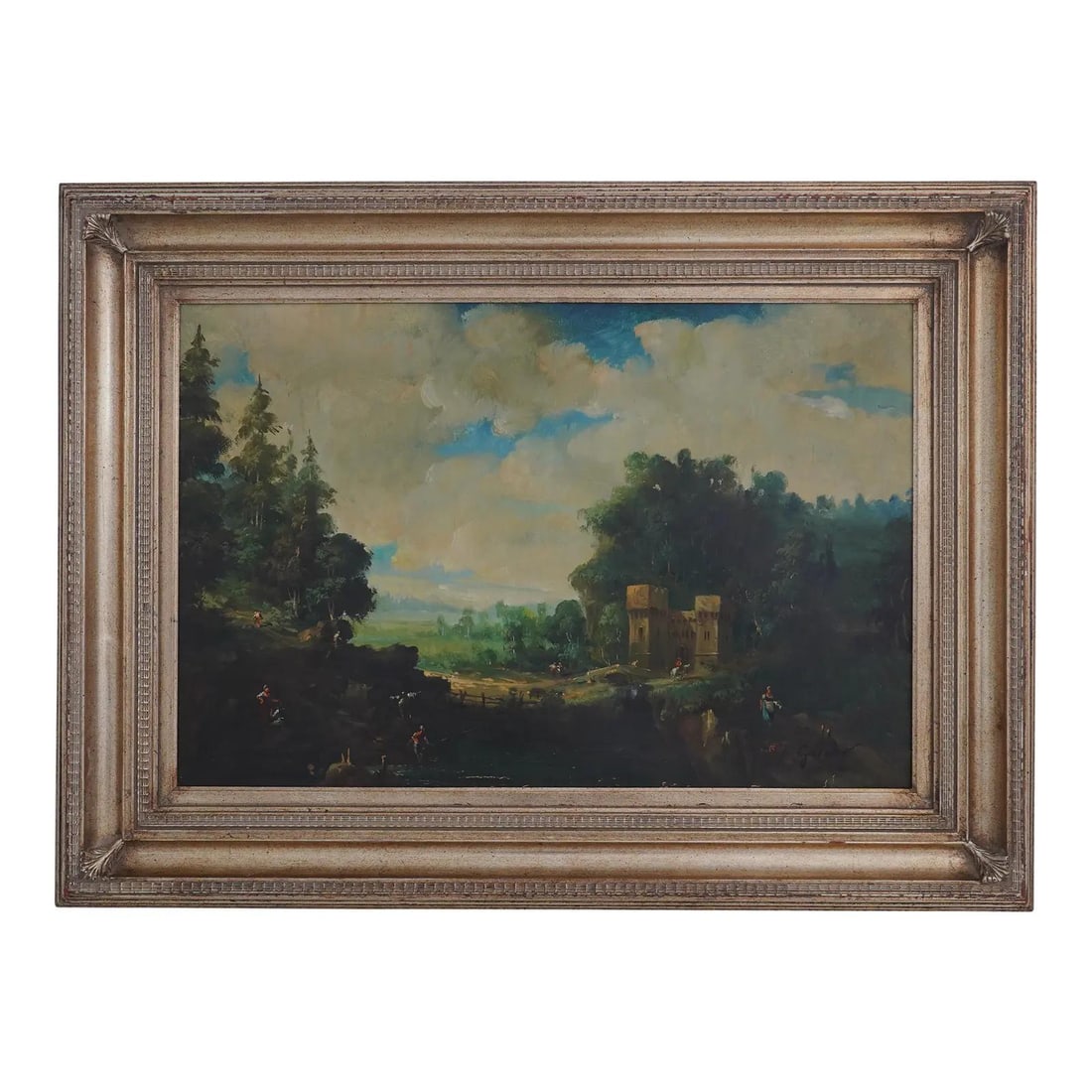 Artist Signed 100 Year Old European Countryside Oil Painting: Artist Signed 100 Year Old European Countryside Oil Painting Discover a stunning vintage oil painting that captures the essence of the European countryside. This remarkable piece, approximately 100 ye
