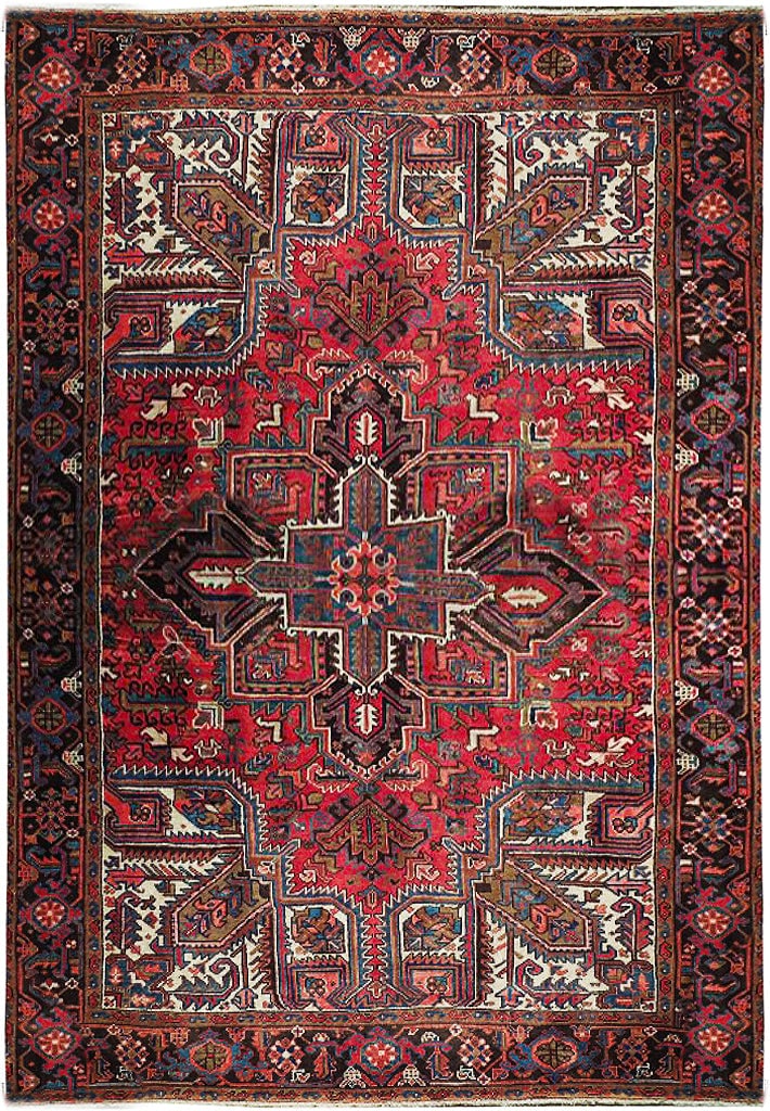 Handcrafted 8 x 9.8 Semi Antique Persian Heriz Rug from Iran: Handcrafted 8 x 9.8 Semi Antique Persian Heriz Rug from Iran Free continental US Shipping Discover the elegance of this 8 x 9.8 Semi Antique Persian Heriz rug, meticulously handcrafted by skilled Pers