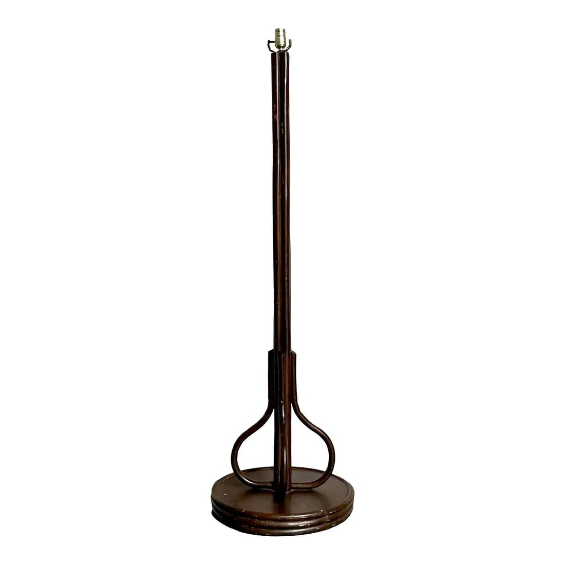 Sculptural Mid-Century Rattan Floor Lamp With Curved Base Design (1 of 6)