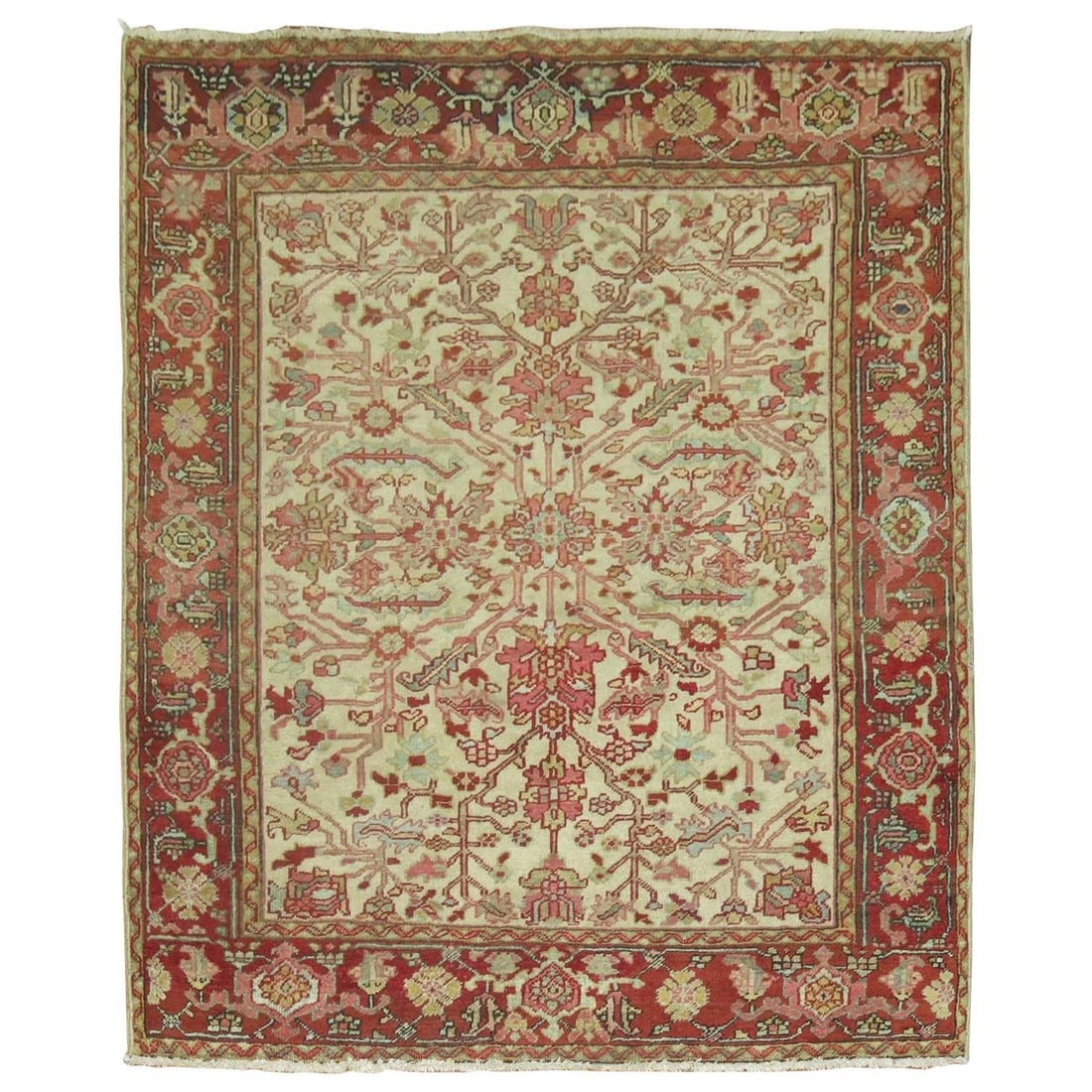 Square Wool Hand-Knotted Persian Heriz Rug Serapi 59 x 68 in (1 of 6)