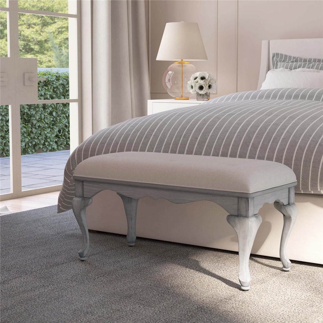Butler Grace Collection Powder Gray Classic Rectangular Bench - 7