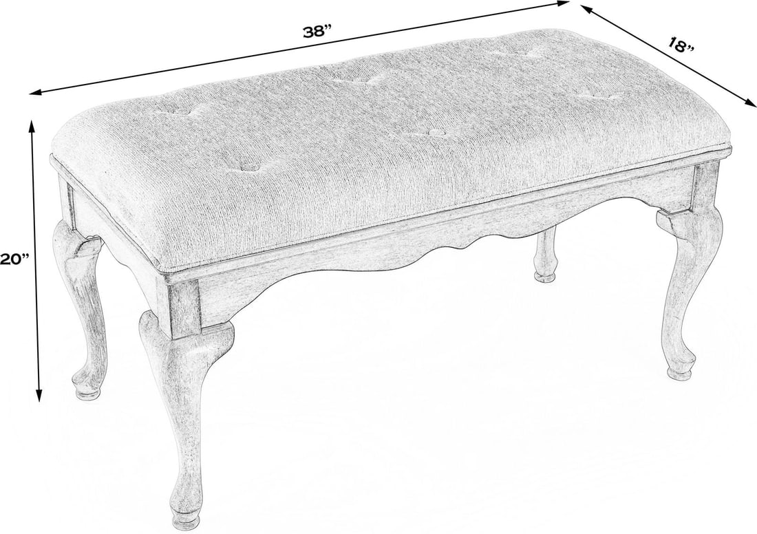 Butler Grace Collection Powder Gray Classic Rectangular Bench - 8
