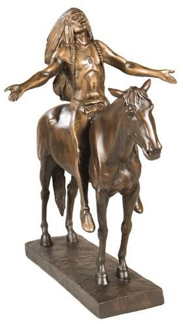 Dallin Inspired Lodge Resin Sculpture 18H 16W 12D American West Collection: Dallin Inspired Lodge Resin Sculpture 18H 16W 12D American West Collection Introducing the Dallin Inspired Lodge Resin Sculpture, a striking piece that beautifully captures the essence of American Wes