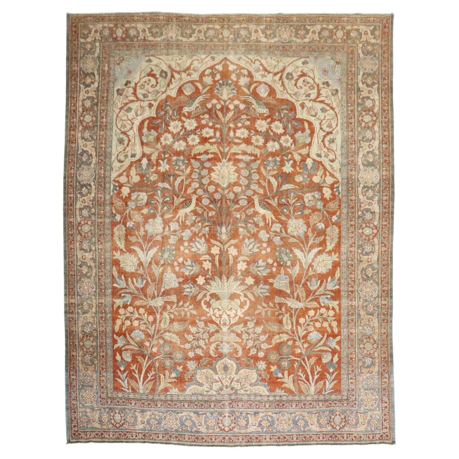 Folk Art Wool Hand Knotted Pictorial Animal Room Rug 9'10 x 12'3: Folk Art Wool Hand Knotted Pictorial Animal Room Rug 9'10 x 12'3 This early 20th-century pictorial room-size rug from the Zabihi Collection features a one-way directional motif with animal imagery, cr