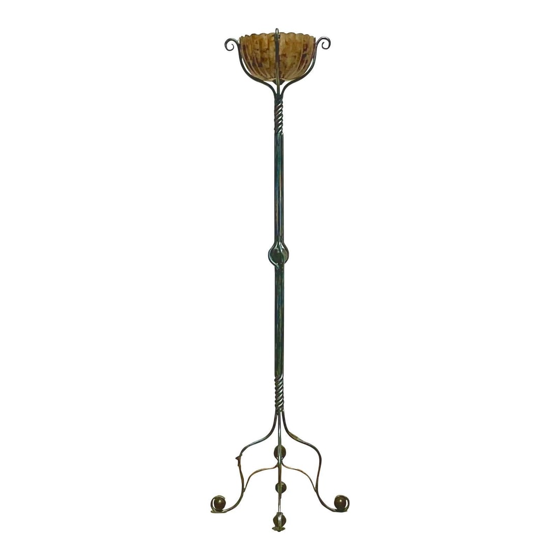 Vintage Boho Twisted Wrought Iron Pen Shell Floor Lamp 74.25" (1 of 5)