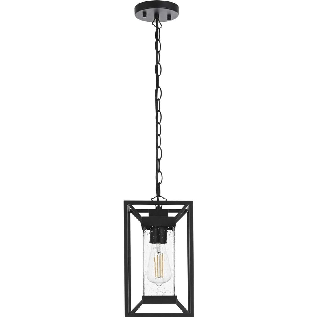 Willington Black Iron Glass Outdoor Pendant Light 12.5: Willington Black Iron Glass Outdoor Pendant Light 12.5 This outdoor chandelier features a single light fixture designed for exterior spaces such as porches, patios, walkways, balconies, and entryways.