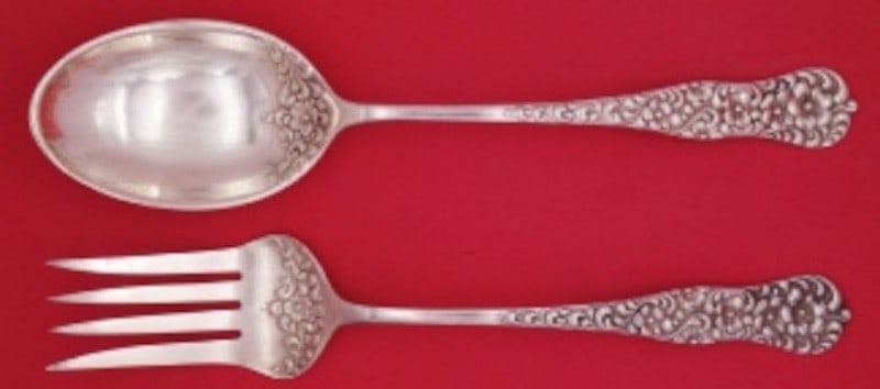 Sterling Silver Salad Serving Set Rococo by Dominick Haff 11 1 2 (1 of 2)