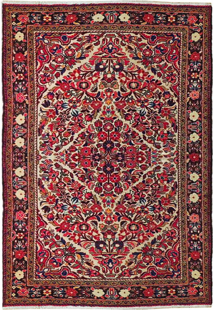5.3 x 8.7 Red Semi Antique Persian Afhar Rug Handmade Wool (1 of 6)