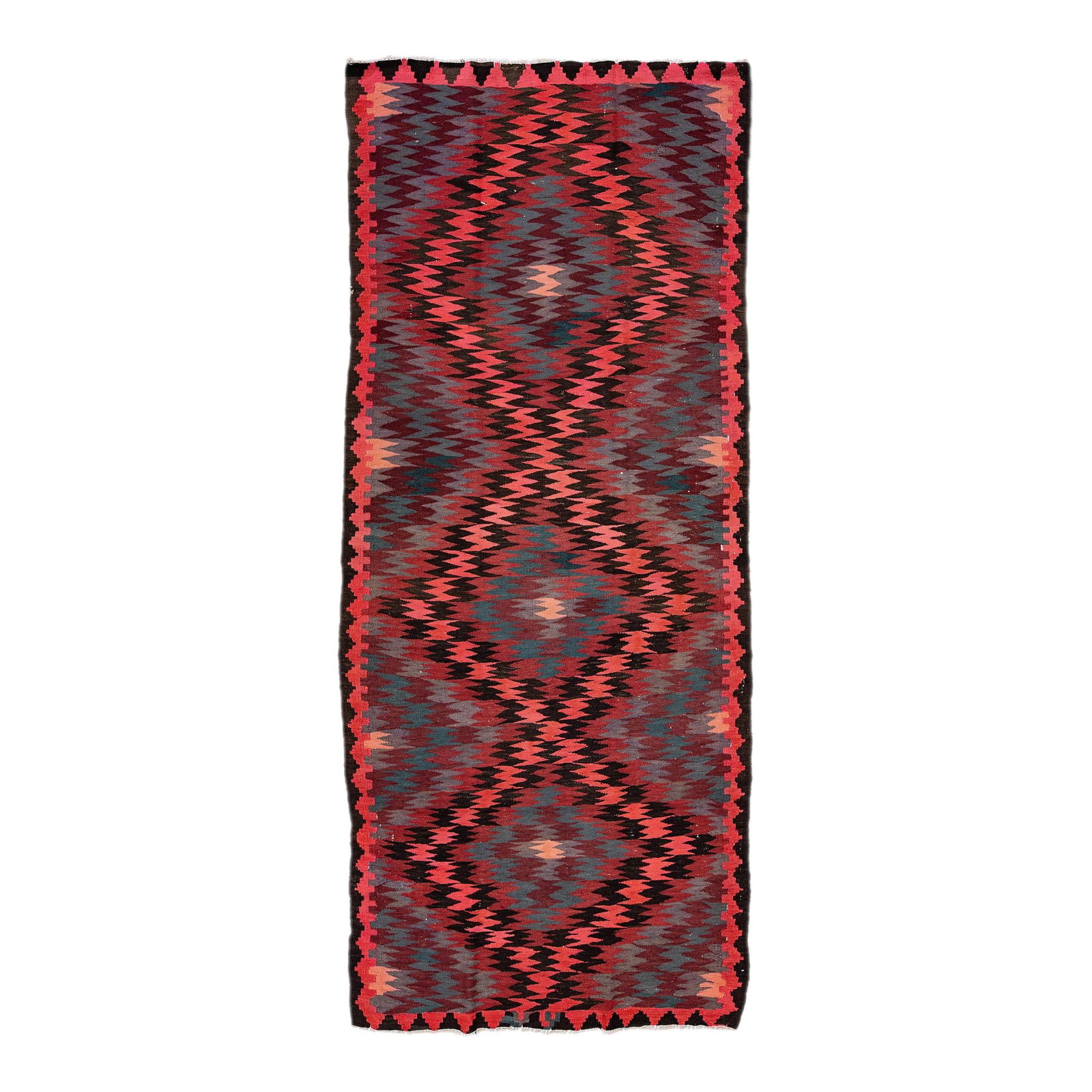 Vintage Turkish Kilim Peach Handmade Wool Tribal Rug 4'8 x 10'9 (1 of 10)