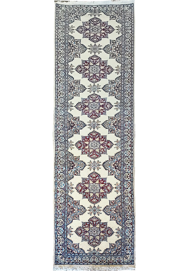 15ft Persian Nain Runner Rug 3.4ft Wool Silk 400 KPSI: 15ft Persian Nain Runner Rug 3.4ft Wool Silk 400 KPSI Free continental US Shipping Step onto luxury with this exquisite 15-foot Runner Fine Quality Wool and Silk Persian Nain Rug. Crafted with excepti