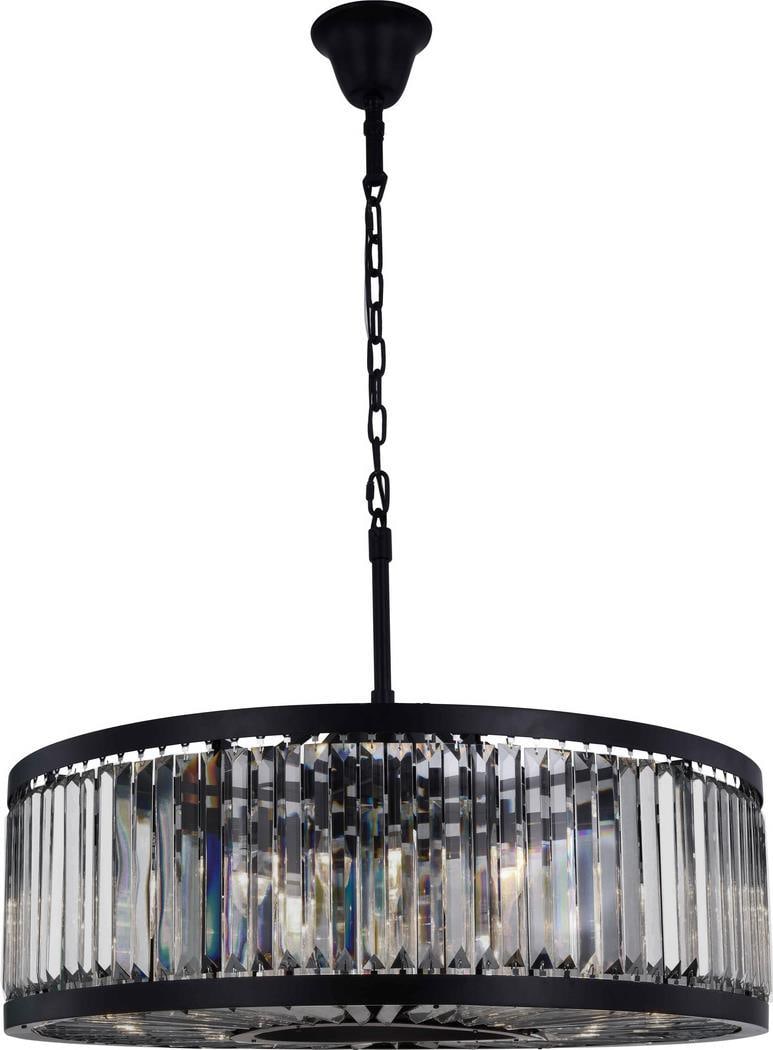 Elegant Chelsea Pendant Light Royal-Cut Crystal Matte Black Silver 10 Bulbs (1 of 1)