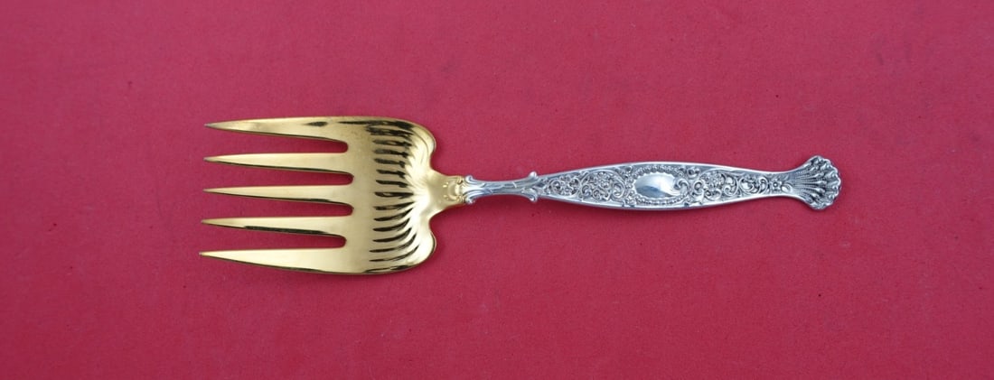 Whiting Hyperion Sterling Silver 5-Tine Sardine Fork Gold Washed (1 of 2)