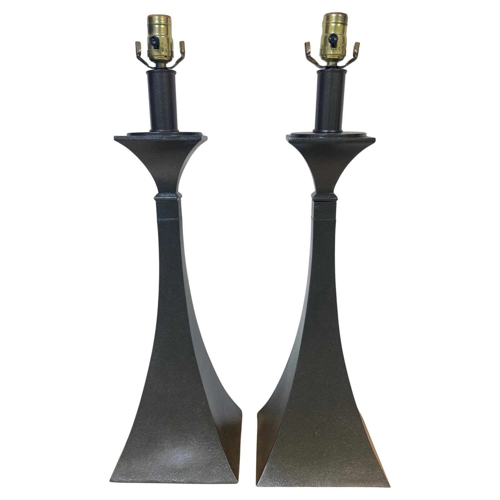 Mid-Century Modern Pair of Sculptural Lamps by Stuart Ross James for Hansen: Mid-Century Modern Pair of Sculptural Lamps by Stuart Ross James for Hansen This striking pair of sculptural table lamps, designed by Stuart Ross James for Hansen Lighting in the 1970s, showcases the 
