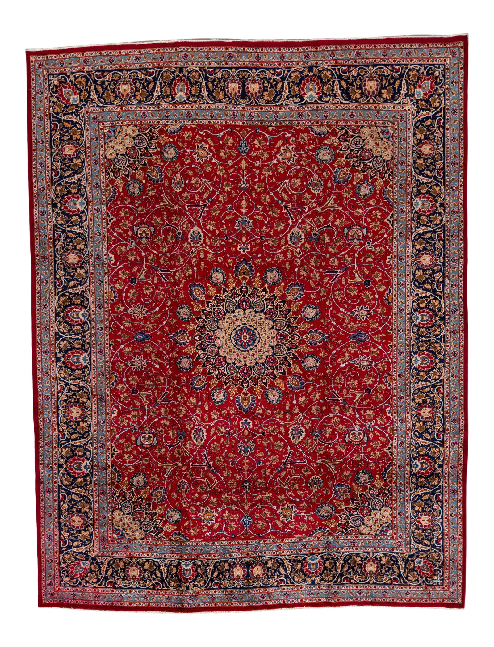 Vintage Mid-Century Persian Red Wool Rug 10' x 13' Hand-Knotted (1 of 7)