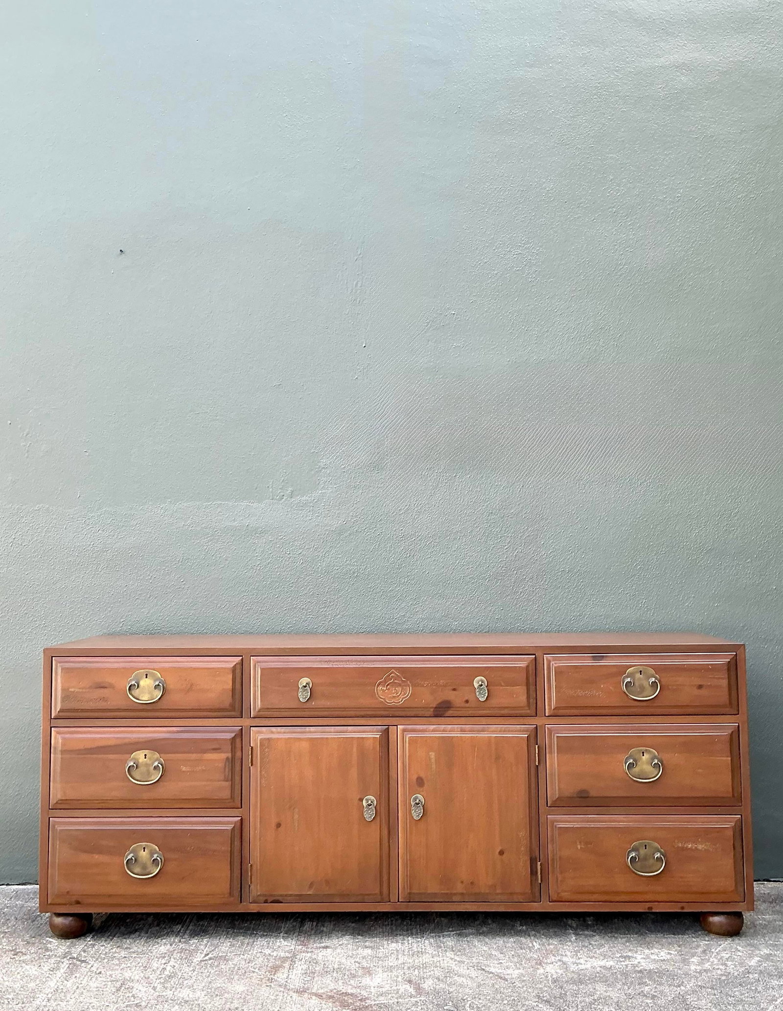 Henredon Pine Sideboard with Brass Batwing Pulls - 5