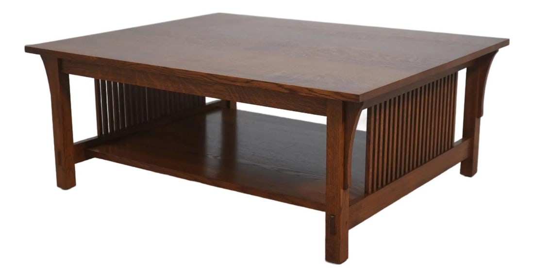 Mission Style Oak Two-Tier Coffee Table with Spindle Details by Stickley (1 of 10)