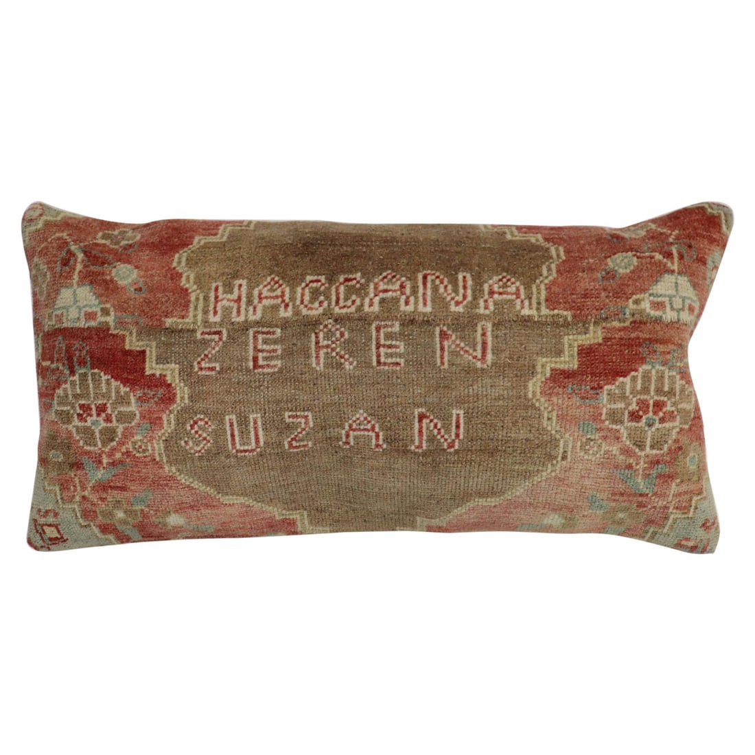 Rustic Geometric Dowry Pillow 15 x 30 Hand-Knotted Turkish Design (1 of 4)