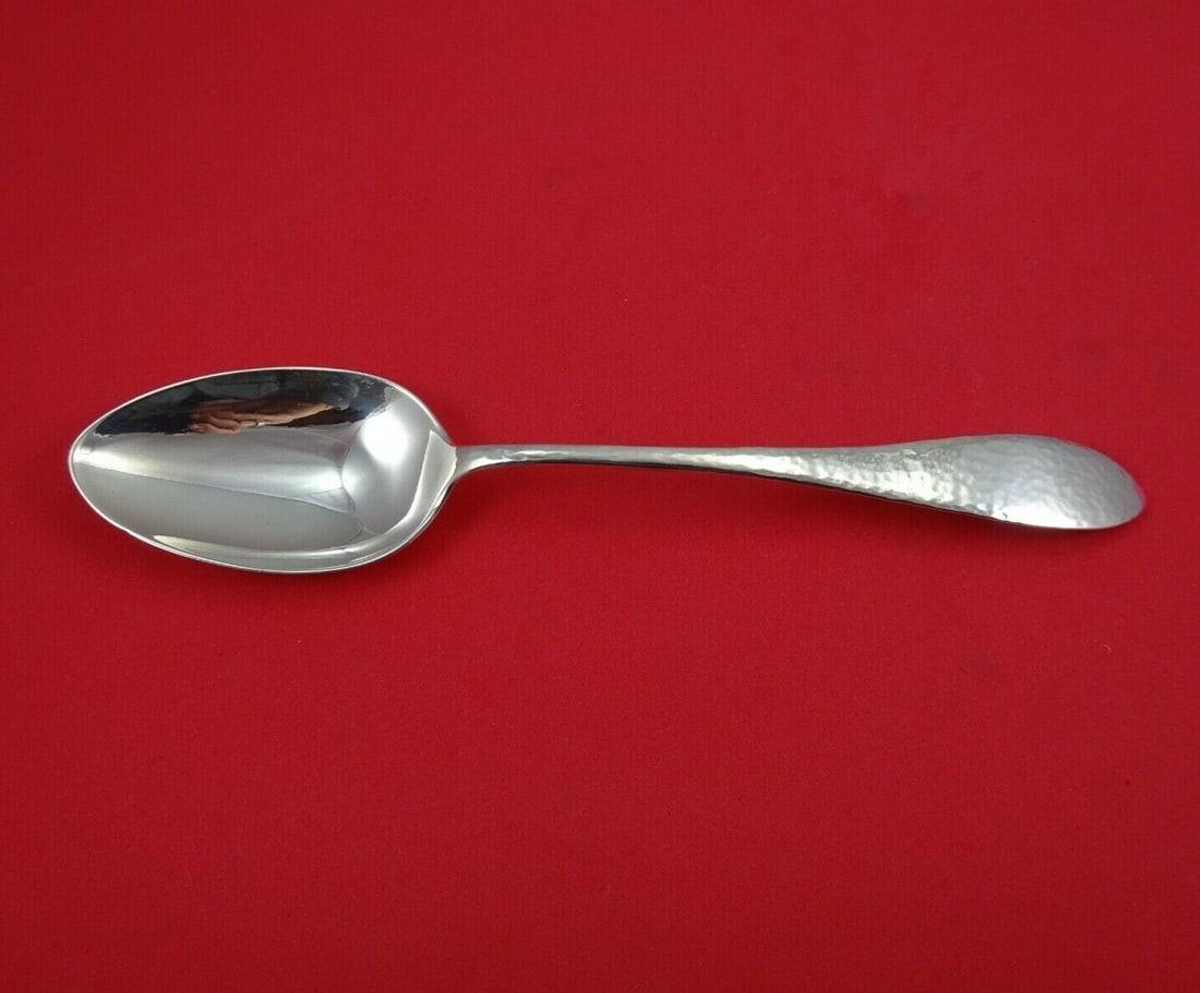 Vintage Wallace Puritan Hammered Sterling Silver Serving Spoon 8 3/8" (1 of 2)
