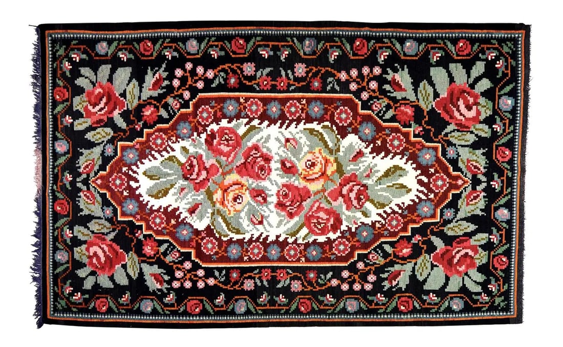 Bessarabian Kilim Rug Handwoven Wool Vintage Floral 6'5" x 10'2" (1 of 5)