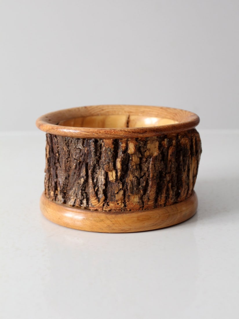 Vintage Wood Bark Bowl Decorative Centerpiece 6.875 in Diameter (1 of 10)
