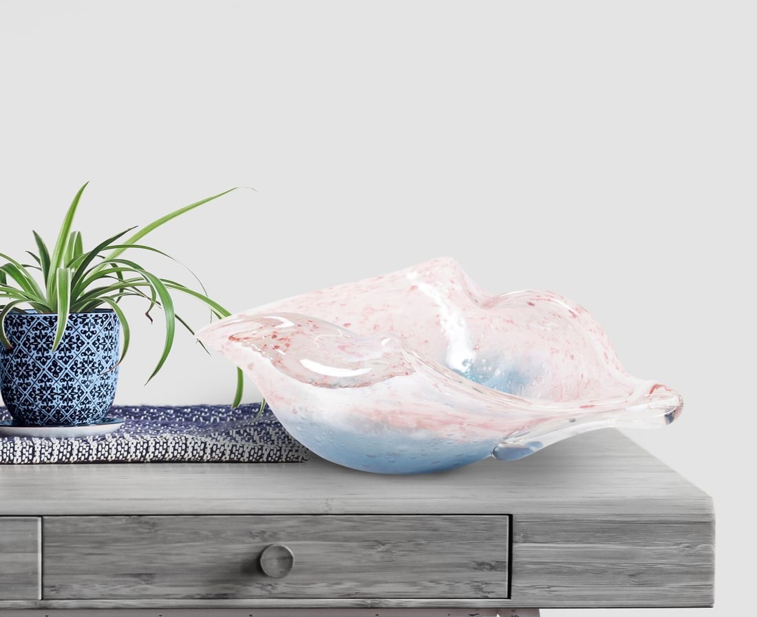 Howard Elliott Luna Cream Bowl Azure Blue Pink Unique Design (1 of 11)