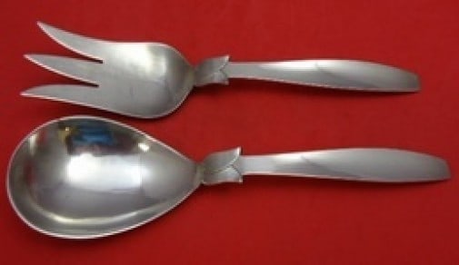 Zacho Sterling Silver Salad Serving Set 10 Inch All Sterling: Zacho Sterling Silver Salad Serving Set 10 Inch All Sterling This exquisite salad serving set, crafted entirely from sterling silver, features a design from the renowned Zacho, though the specific pat