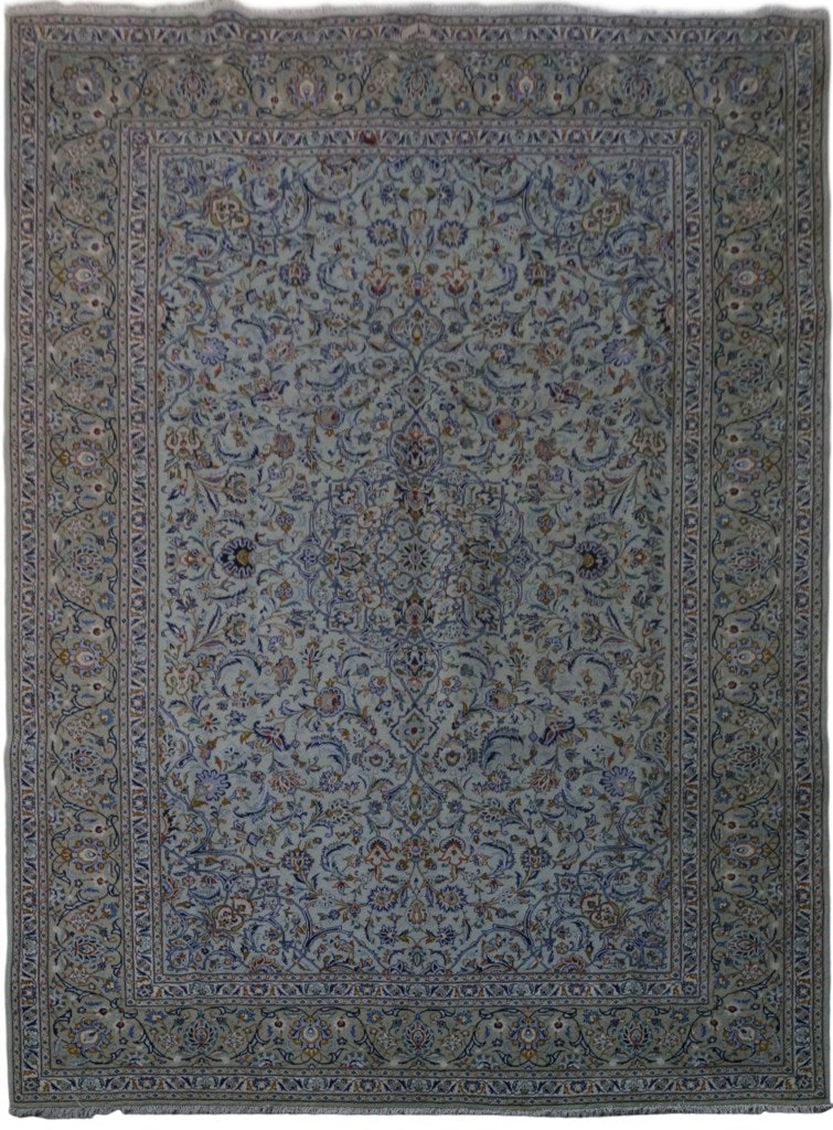 Exquisite 9.8x13 Navy Blue Persian Signed Kashan Area Rug (1 of 6)
