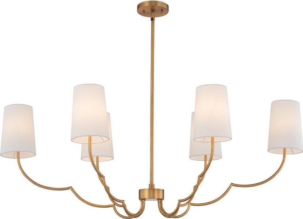 Sophia 6 Light Indoor Chandelier by Kalco in New Brass: Sophia 6 Light Indoor Chandelier by Kalco in New Brass Illuminate your space with the Elegant Sophia 6 Light Chandelier, featuring a stylish New Brass finish that adds a contemporary touch to any room