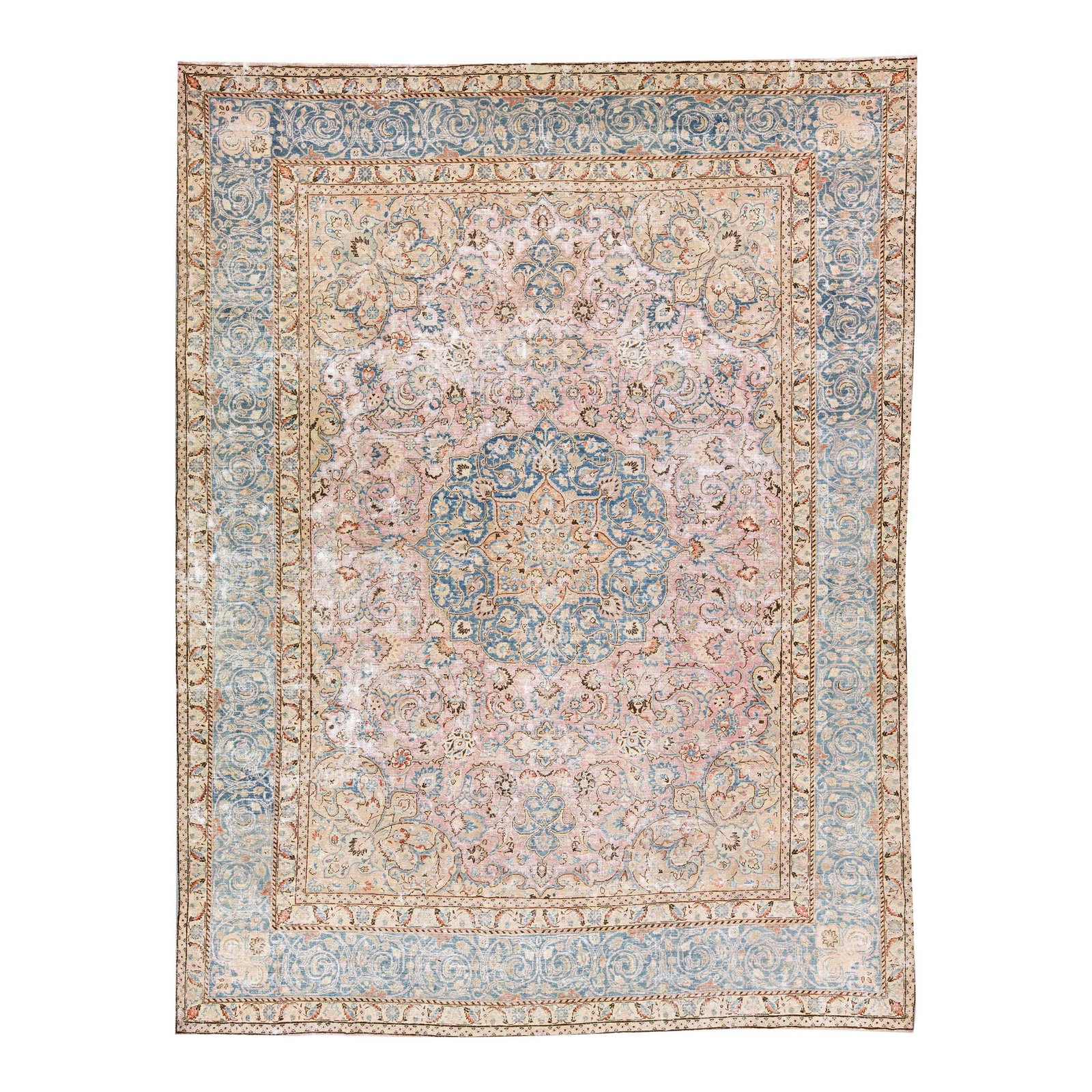 1960s Vintage Persian Handmade Wool Rug Rose Floral Design 9'11 x 13'3 (1 of 7)