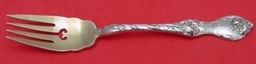 Reed & Barton Les Cinq Fleurs Gold-Washed Sterling Fish Fork 7" (1 of 1)