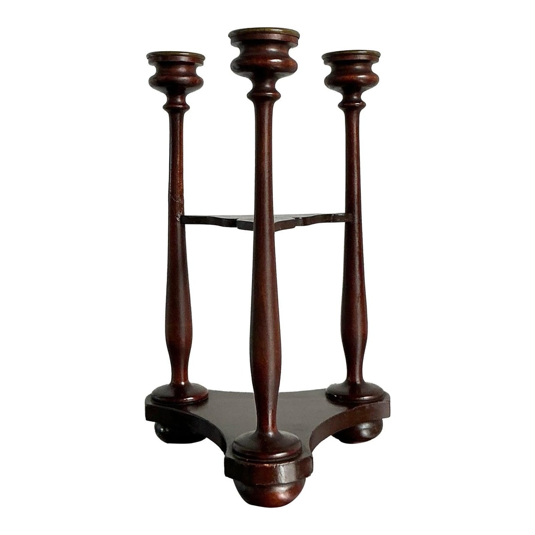 Mahogany Tripod Candlestick with Turned Column and Classic Oxblood Finish (1 of 6)