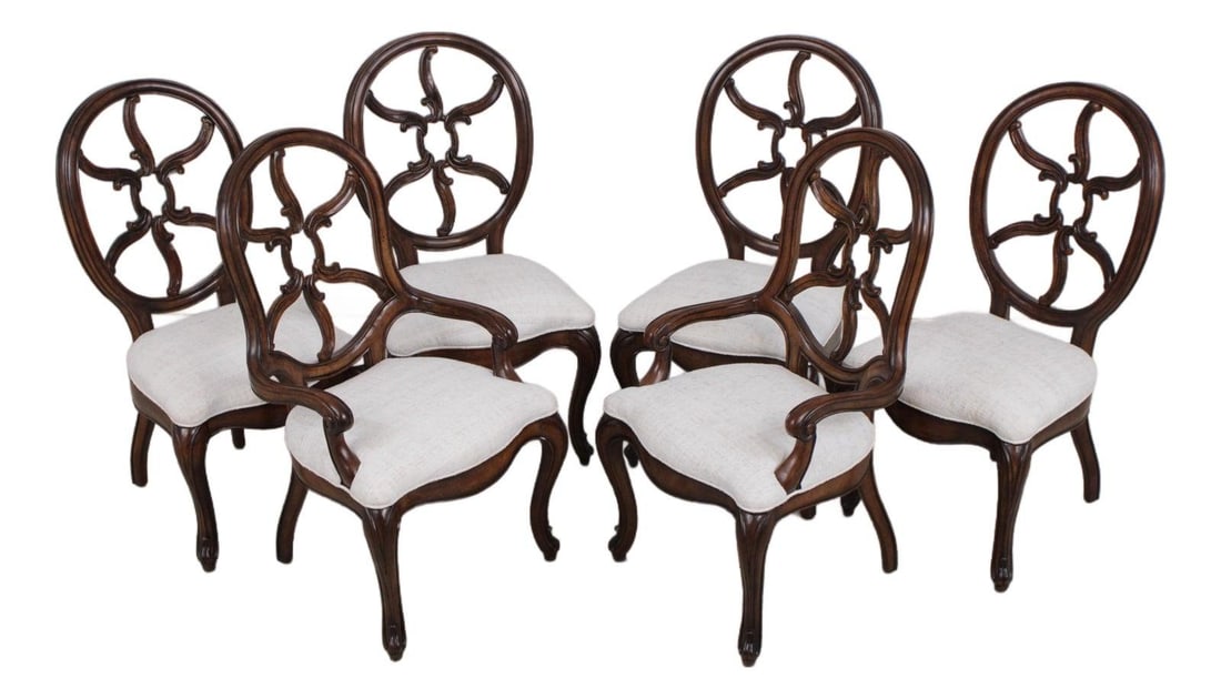 Henredon French Style Walnut Dining Chairs Set of 6 (1 of 10)
