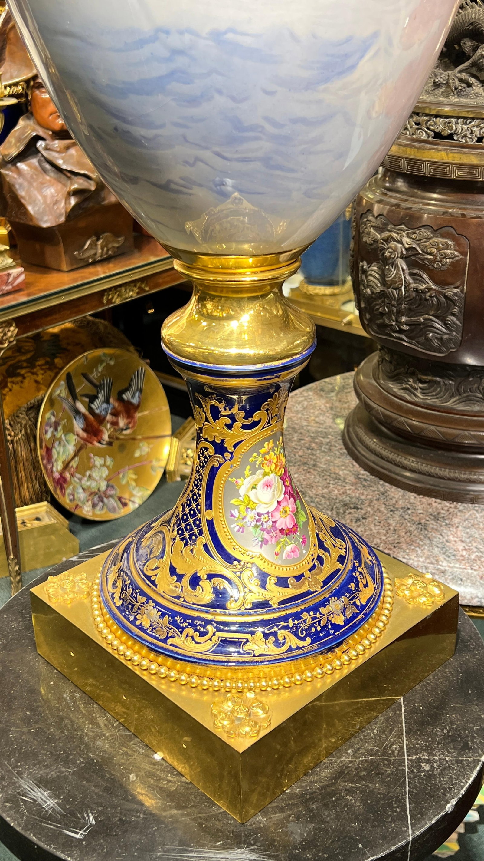 Palace Size Louis XVI Sevres Style Porcelain Vase with Gilt Bronze Mounts - 11