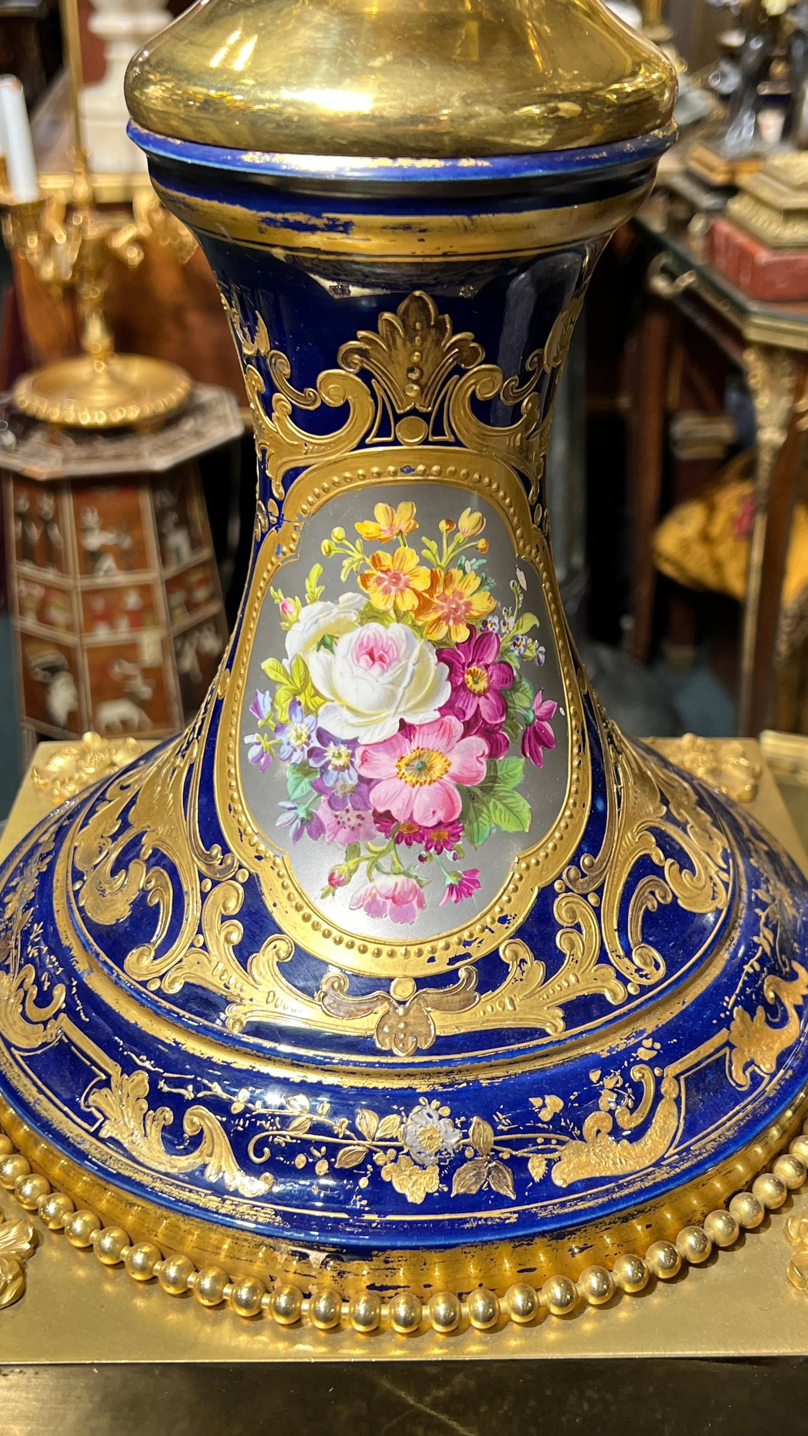 Palace Size Louis XVI Sevres Style Porcelain Vase with Gilt Bronze Mounts - 12