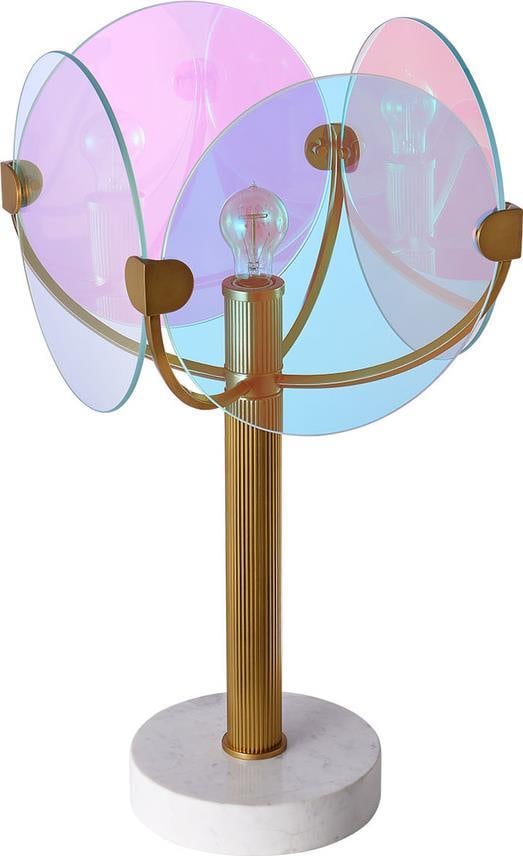 Kalco Chroma Art Deco Ivory Table Lamp 28H Dimmable Brass Finish (1 of 1)