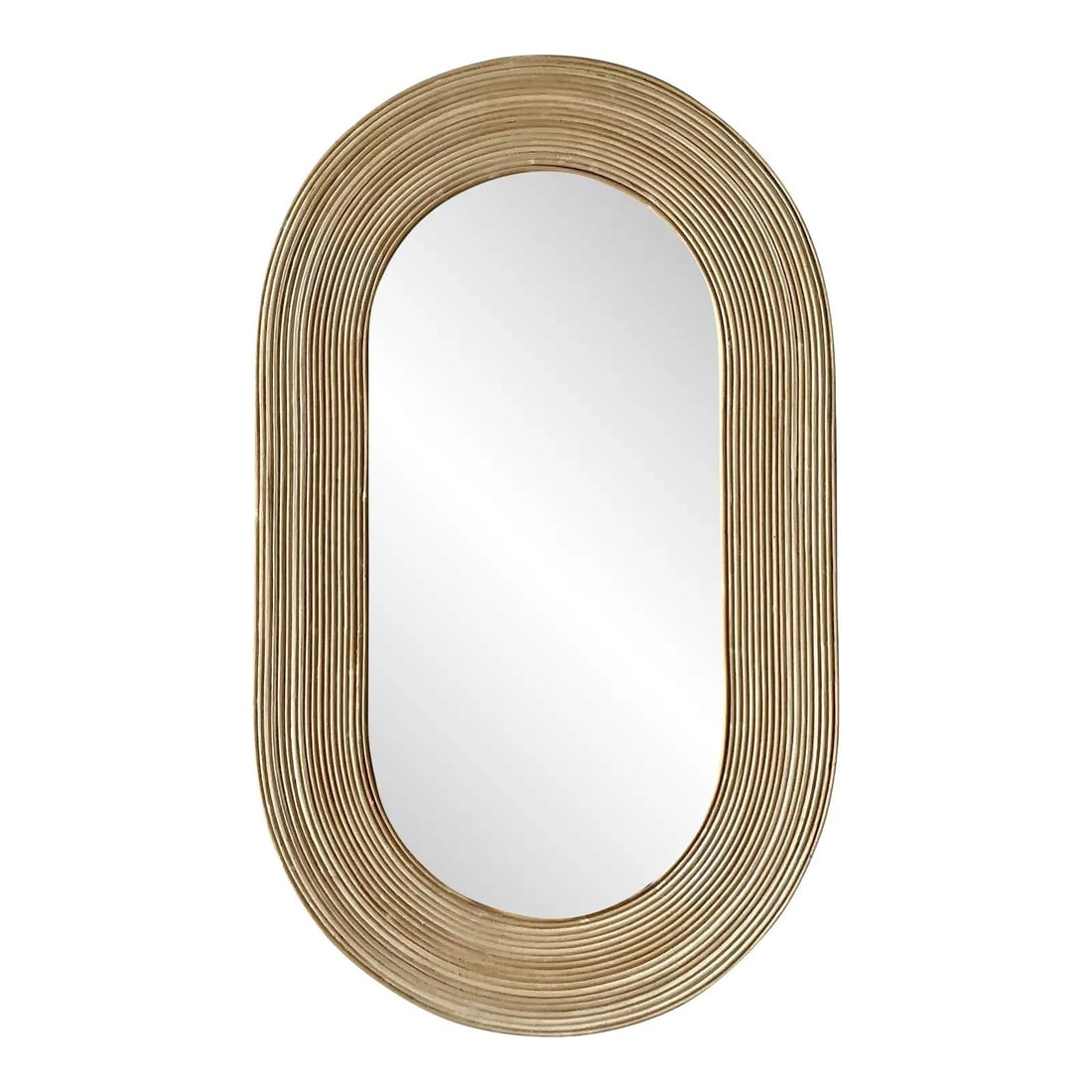 Oval Mirror with Natural Pencil Reed Frame 27x45.5 Vintage Coastal Style (1 of 9)