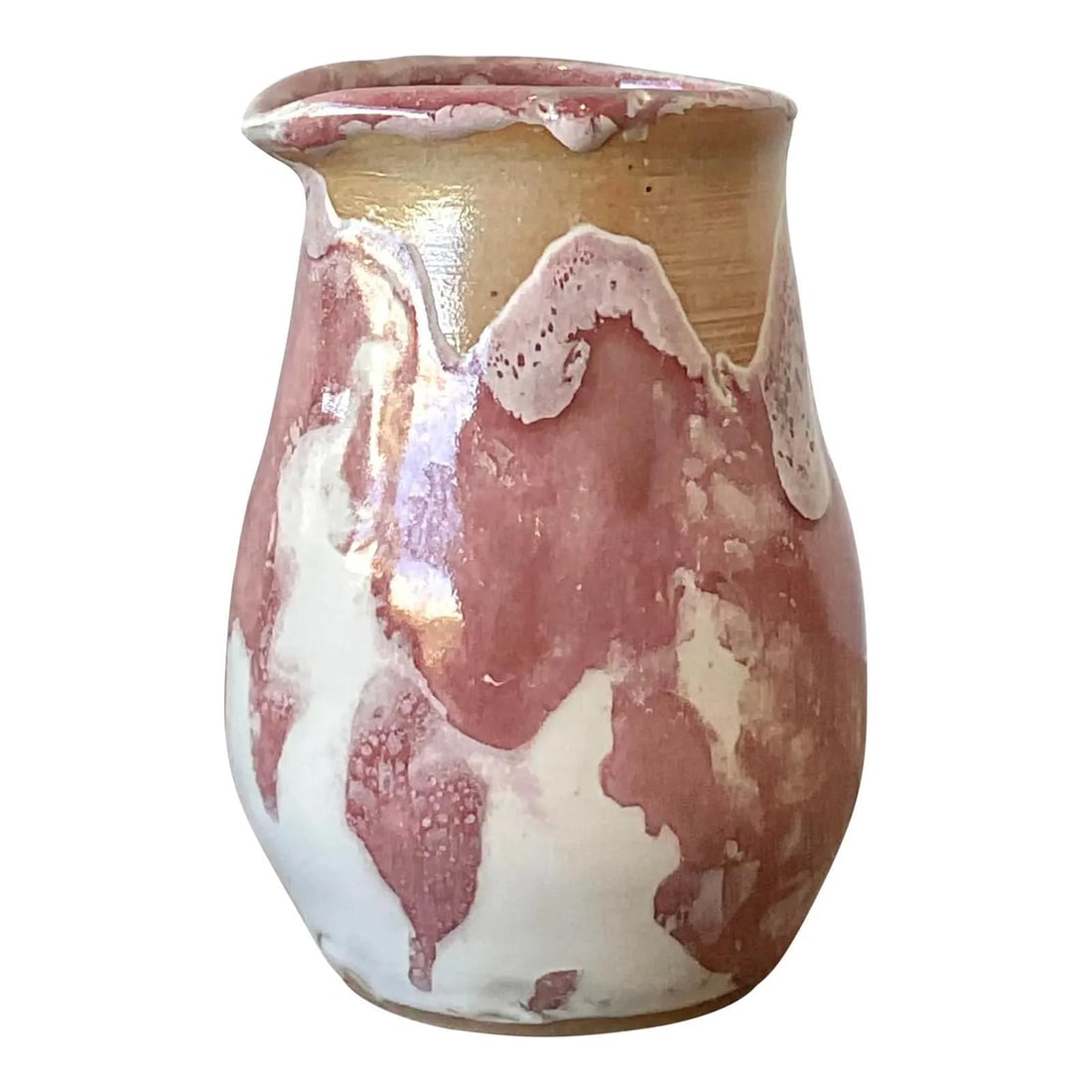 Signed Susan stoneware vase with drip glaze (1 of 10)