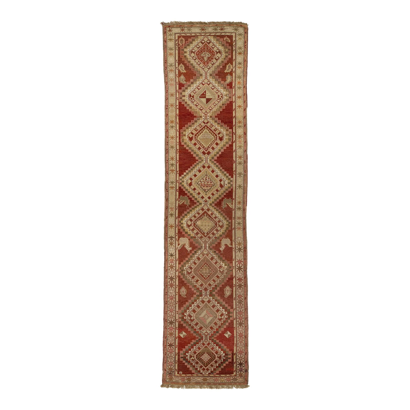 Vintage 1900s Persian Malayer Wool Runner Red Tribal Design 3'7 x 15'8 (1 of 9)