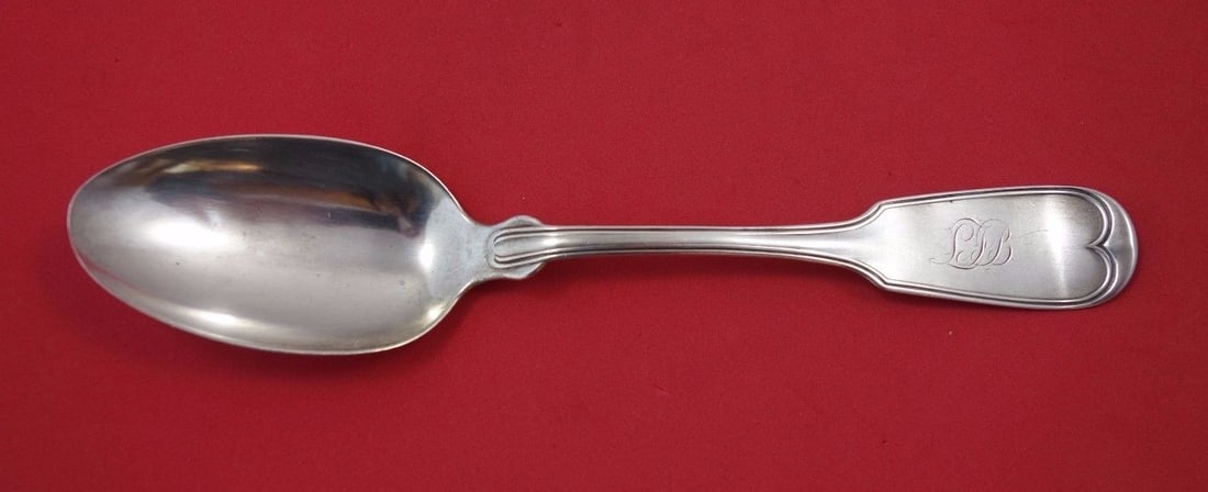 Schulz & Fischer Sterling Silver Threaded Serving Spoon 8" 1850-1899 (1 of 1)