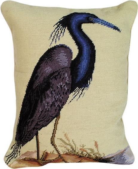 18th Century Blue Heron Decorative Pillow 16x20 (1 of 2)