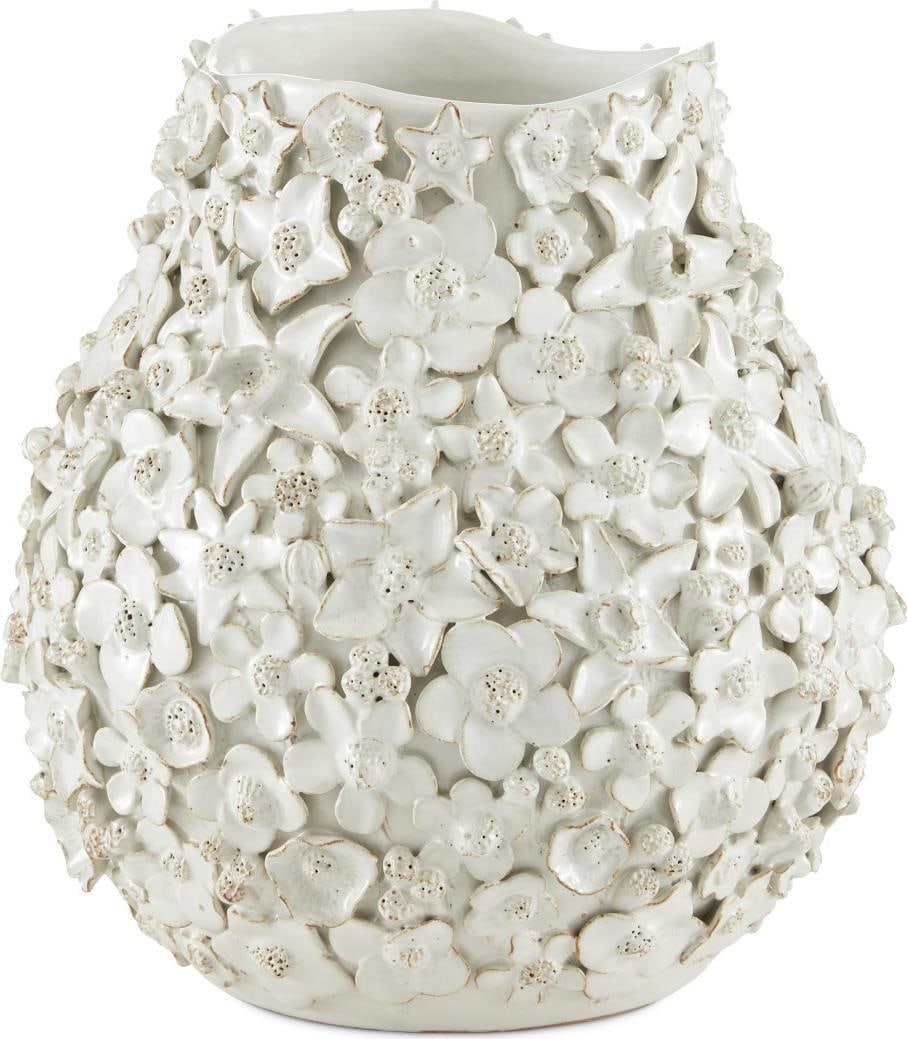 Currey Jessamine White Ceramic Vase Handmade Victorian Style (1 of 2)